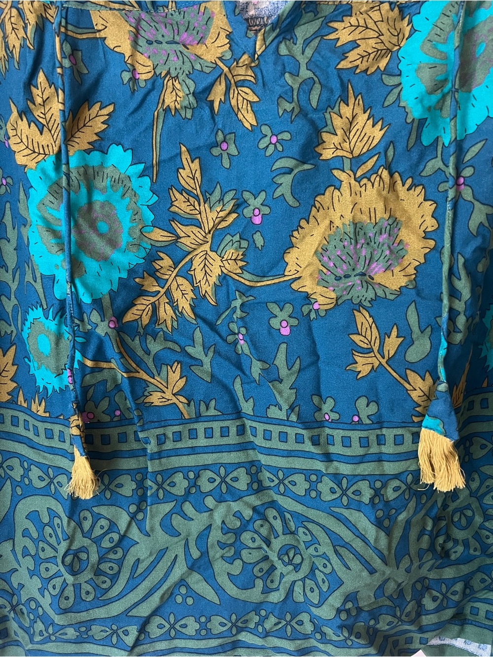 NATURAL LIFE Teal and Green Floral Boho Tunic - Picture 7 of 8